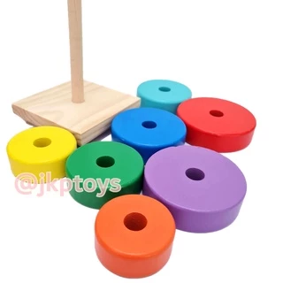 ❤️Todds & Kids Toys ของเล่นไม้เสริมพัฒนาการ วงเเหวนสวมหลัก (รุ่นใหญ่)