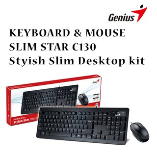 คีย์บอร์ดและเมาส์ KEYBOARD &amp; MOUSE GENIUS COMBO SET SLIM STAR C130 USB (BLACK)