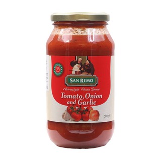 ซานรีโมซอสมะเขือเทศผสมหัวหอมและกระเทียม 500กรัม Sanremo Tomato Sauce with Onions and Garlic 500g