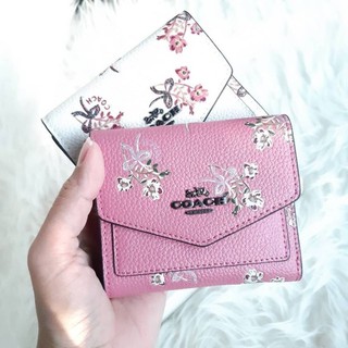 COACH F28445 SMALL WALLET WITH FLORAL BOW PRINT กระเป๋าสตางค์ใบสั้น พับสองตอน ลายดอกไม้น่ารัก