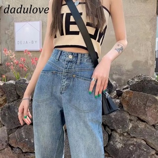 DaDulove💕 New Korean Version Ins Reverse Pocket Retro Jeans Loose Niche Wide Leg Pants Fashion Womens Clothing