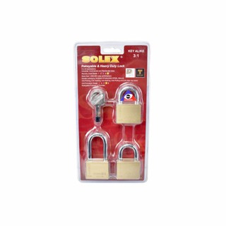 SOLEX กุญแจคล้อง 40มม. (3ชิ้น/ชุด) KEY ALIKE 3:1 EXTRA 40 MM(2),L40(1)