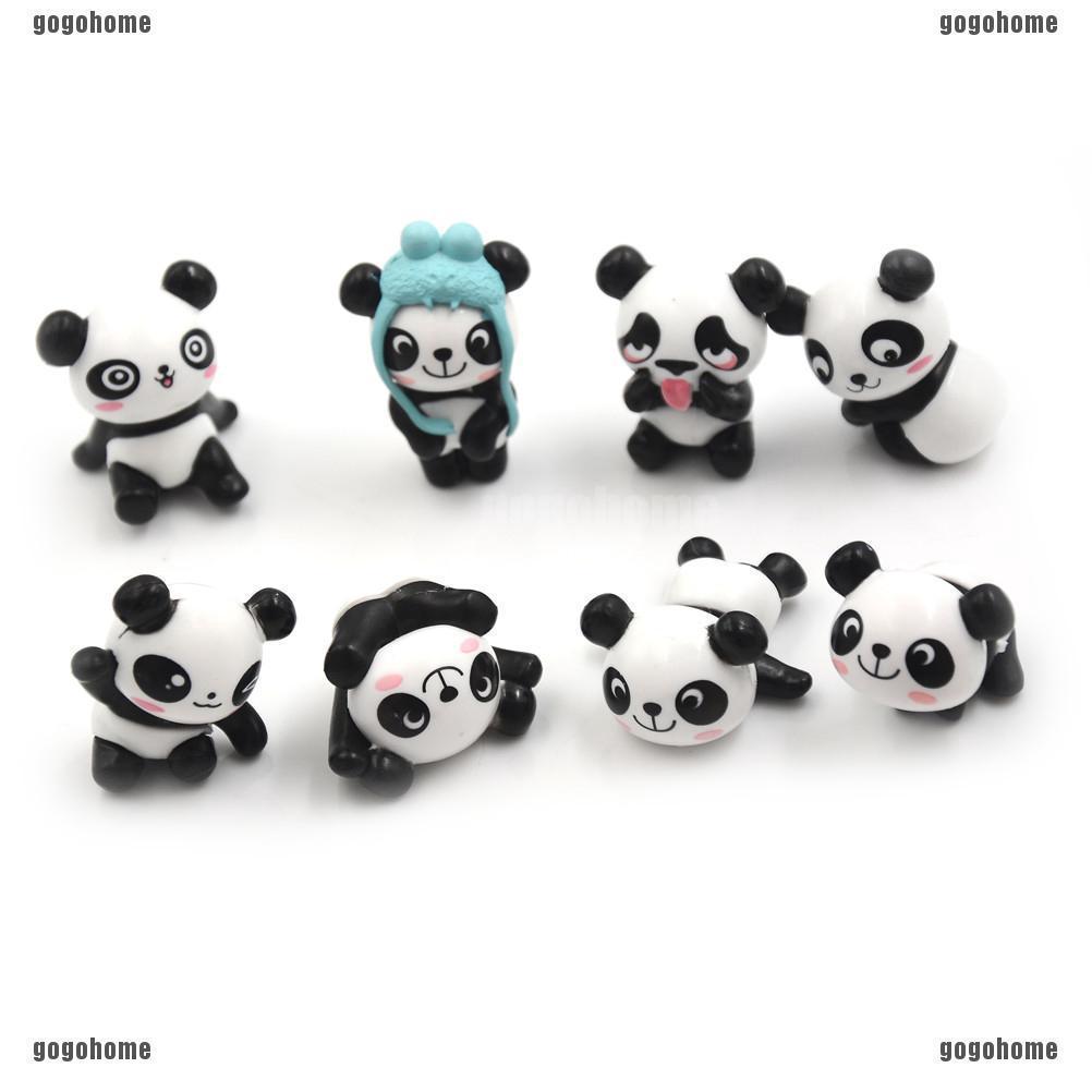 ของเล่นฟิกเกอร์ Kawaii Panda PVC ขนาดเล็ก ของขวัญ สําหรับเด็กก่อนวัยเรียน 8 ชิ้น