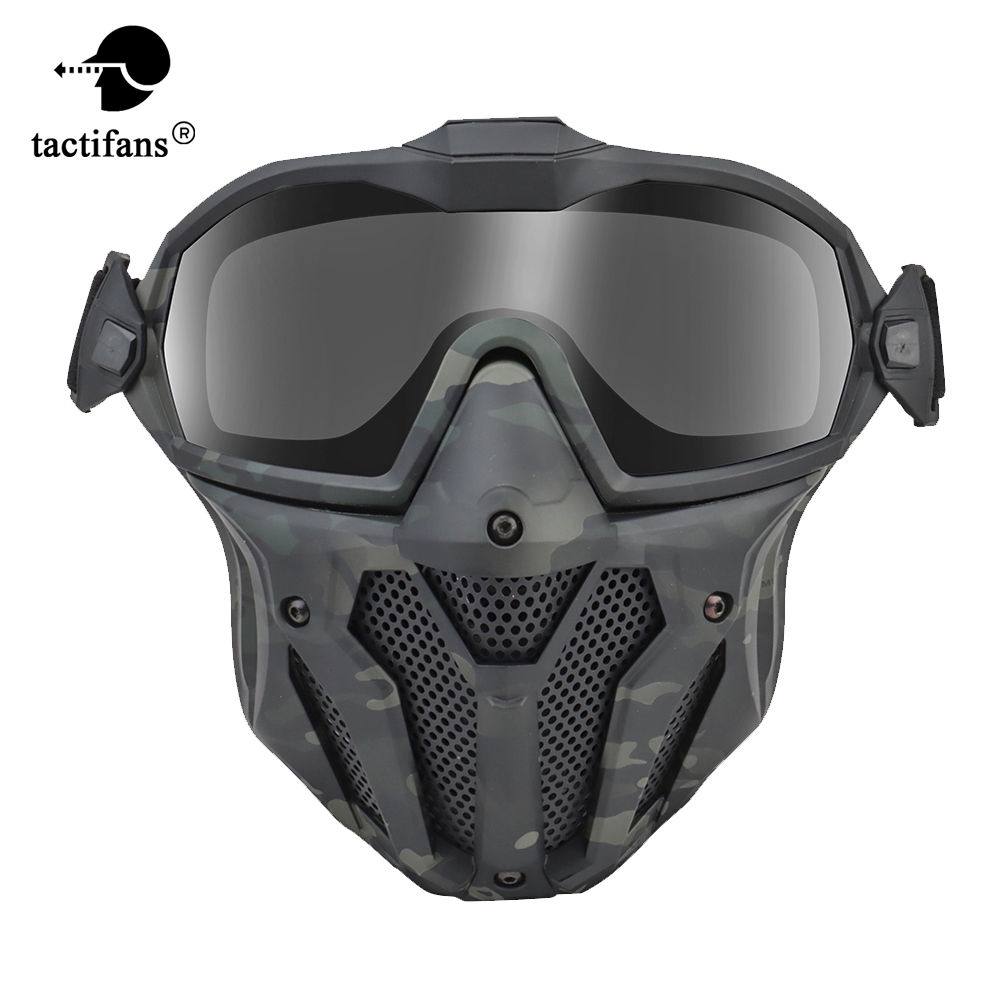 Tactical mask full face protective airsoft detachable goggle with anti