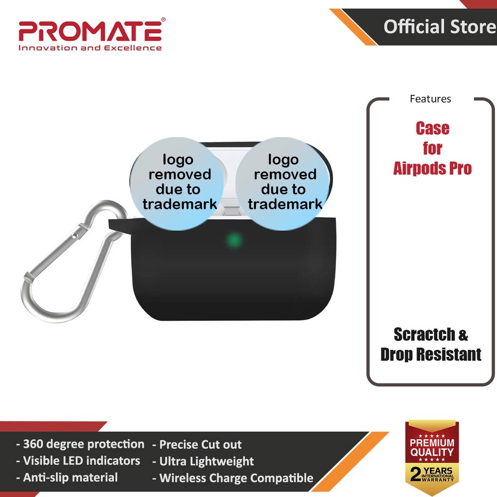 Promate เคสซิลิโคน Slim-Fit เคสกันกระแทกสําหรับ AirPods Pro Cover พร้อม Dual-Lid