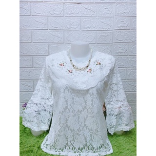 🏵เสื้อลูกไม้สีขาวสาวอวบใส่งานบุญงานแต่ง✨แถมซับในให้ด้วย✨
🏵อก42" อก38-42ใส่ใด้จ้า🏵