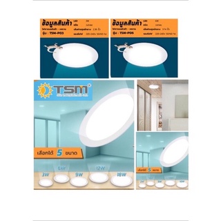 [โคมไฟดาวน์ไลท์ฝังฝ้า]โคมไฟดาวน์ไลท์ LED Downlight Panel ฝังฝ้า ติดฝ้าเพดาน 3W 6W 9W 12W 18W ดาวไลท์ แบบบาง กลม แสงขาว