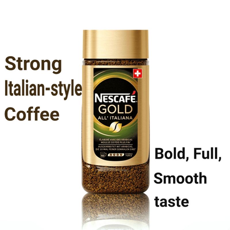Nescafe Gold Instant Coffee All’ Italiana 200 g - กาแฟสำเร็จรูปเนสกาแฟ โกลด์ อินสแตนท์ ออล อิตาเลียนนา 200 กรัม