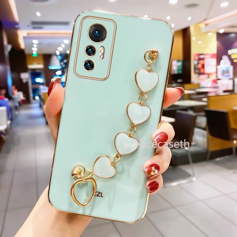 New เคส Xiaomi 12 Pro Redmi Note 11S 11 Pro 5G 4G Straight Edge Phone Case เคสโทรศัพท Phone Soft Back Cover with Love Bracelet Easy To Carry #8