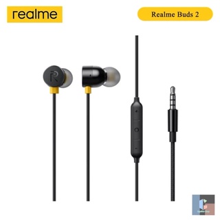 หูฟังRealme Buds 2 3.5mm ไมโครโฟน Earbus หูฟังของแท้ เสียงดีมาก เบสหนักชัดทุกเสียง c2 c3 c11 c12 5i 6i 5Pro 6Pro 7Pro