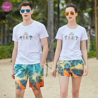 Xiuer Couple swimsuits, beautiful floral swimsuits, swimming trunks, high-quality fabrics, beach pants