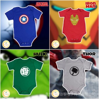 Avengers ไอรอนแมน Thor Hulk และ Capt. ชุดเด็ก ลาย Antman Black Panther Spiderman Onesies สไตล์อเมริกา