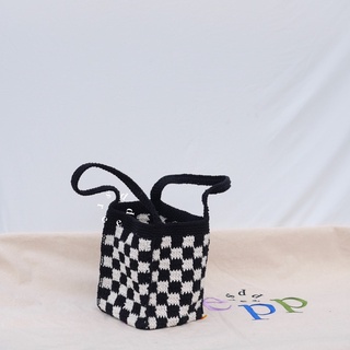 sreepp-checkers bag (black-white) small pattern*