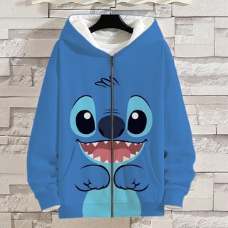 Lilo &amp; Stitch Zip Hoodie Disney Anime Sweatshirts Women Autumn Casual Hoodies Harajuku Fashion Men Clothes