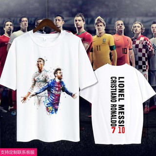 ❍○☜Ronaldo รอบเดียวกันเสื้อผ้า Neymar Messi custom jersey ฟุตบอลแขนสั้นเสื้อยืดนักเรียนชายเสื้อกีฬา