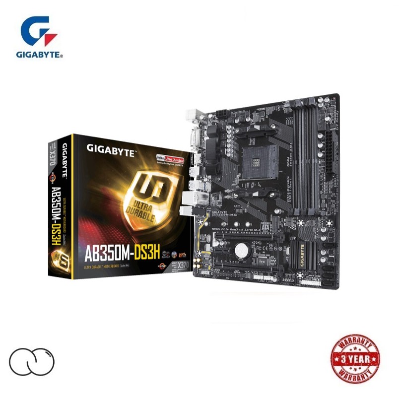 GIGABYTE AB350M DS3H MOTHERBOARD (GA-AB350M-DS3H / ซ็อกเก็ต AM4)