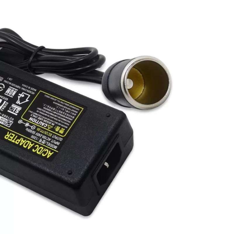 DC อะแดปเตอร์ Adapter ตัวแปลงไฟบ้าน ให้เป็นไฟ 12V 10A DC แบบที่จุดบุหรี่ในรถ (Black).