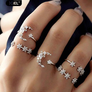 ‴ 5 ชิ้น / เซ็ตแฟชั่นสตรีมดวงจันทร์ Rhinestone นิ้วมือนิ้วมือแหวนของขวัญอัญมณี