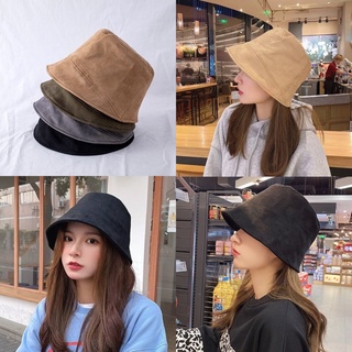 (ZO) หมวกบักเก็ต ทรงปีกแคบ ผ้ากำมะหยี่ Bucket hat