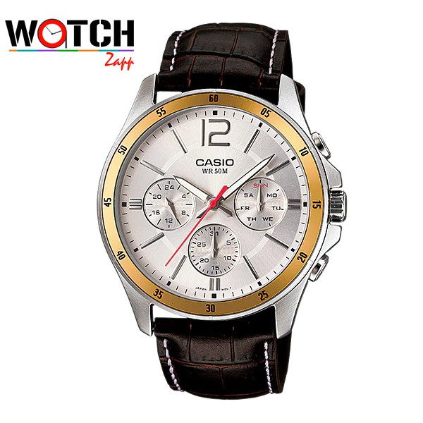 CASIO นาฬิกาข้อมือ ผู้ชาย สายหนัง รุ่น MTP-1374L-7A