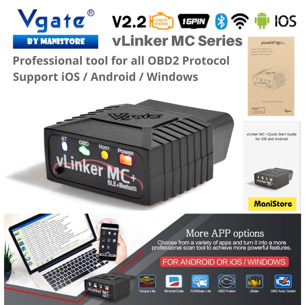 [Vgate] Vlinker MC WIFI / MC Bluetooth3.0 / MC+Bluetooth LE4.0 / MC Bluetooth 3.0 ELM327 V2.2 For An
