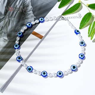 สร้อยคอไข่มุกแฟชั่น Handmade Evil Eye สร้อยคอ Simple Wild Clavicle Chain เครื่องประดับของขวัญ