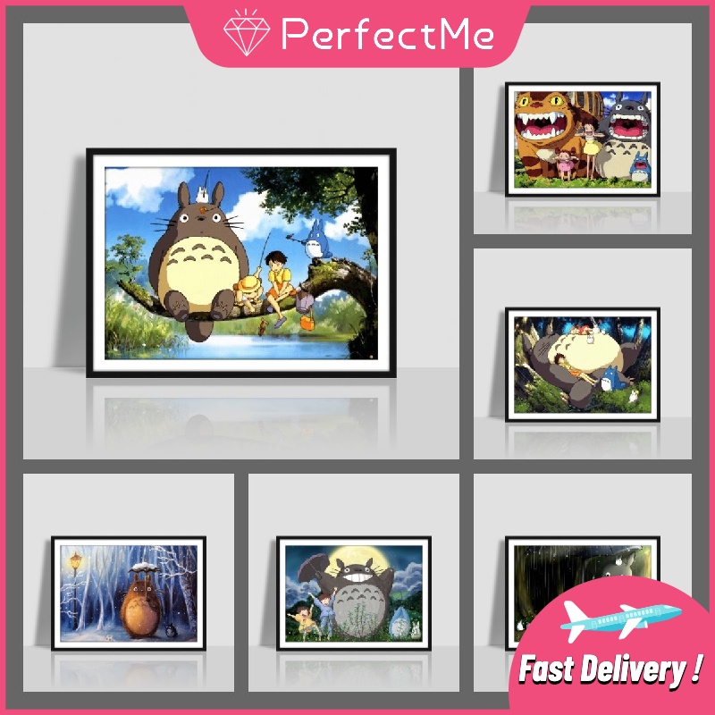 PM ชุดงานหัตถกรรมเม็ดบีดทรงเพชร 5D ครอสติสปักคริสตัล DIY รูป Totoro ขนาด 40x30 ซม. 卡通 5244