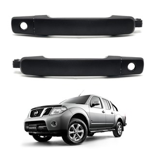 ชุดมือเปิดด้านนอกประตู 2ประตู หน้า+หลัง ซ้าย+ขวา เว้ารูกุญแจ 2รู สีดำลาย Nissan Frontier Navara D40 ปี 2006-2014