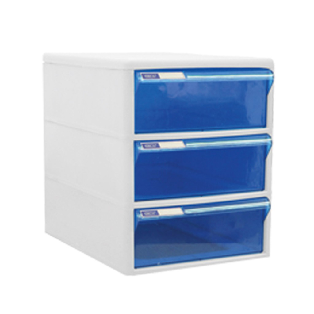 ตู้เอกสาร 3 ชั้น โครงสีขาวลิ้นชักสีฟ้า ออร์ก้า TCB-3BB/3-Drawer Document Cabinet, White Frame, Blue Drawer ORCA TCB-3BB