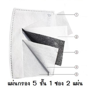 แผ่นกรอง หน้ากากอนามัย PM2.5 (5 ชั้น) ป้องกันฝุ่น ไวรัส