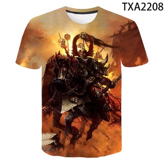 เสื้อยืดแขนสั้นลําลอง พิมพ์ลายการ์ตูนดิสนีย์ Warhammer 3 มิติ เหมาะกับฤดูร้อน สไตล์สตรีท สําหรับผู้ชาย และผู้หญิง