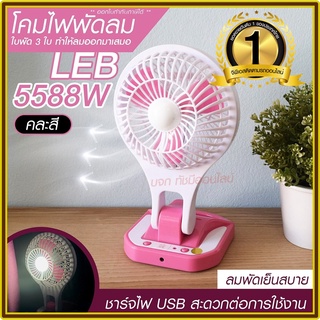 พัดลม 5588W / F-138 / HT5580 HT-5580 พัดลมตั้งโต๊ะ พัดลมเล็ก ชาร์จ USB ลมแรง3เท่า Fan Portable พัดลมพกพา แบตในตัว