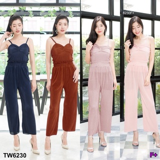 👗Pfashion [ส่งไว!!🚛] P6230 Set 2 ชิ้น ผ้าอัดพลีท เสื้อสายเดี่ยว+กางเกงขายาว  Set of 2 pieces, pleated fabric,