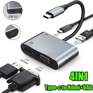 4 in 1 Hub Type-C to HDMI / VGA GL-030 ต่อจอภาพและ USB แบบ 4K