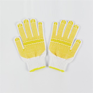 ถุงมือถัก พิมพ์ PVC สีเหลือง Kato  Yellow Kato Printed PVC Knitted Gloves