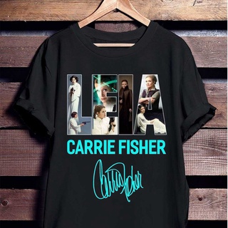 เสื้อยืดสีขาวเสื้อยืด ผ้าฝ้าย พิมพ์ลาย Carrie Fisher Star Wars Princess Leia สําหรับผู้ชาย และผู้หญิงS-4XL