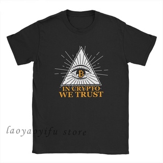 ใหม่ เสื้อยืดลําลองแฟชั่น สําหรับผู้ชาย แขนสั้น พิมพ์ลาย In Crypto We Trust Bitcoin สไตล์เรโทร 2022S-5XL