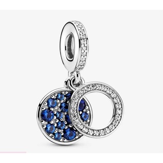 [พร้อมส่ง สินค้าแท้ 💯] Pandora Sparkling Blue Disc Double Dangle Charm