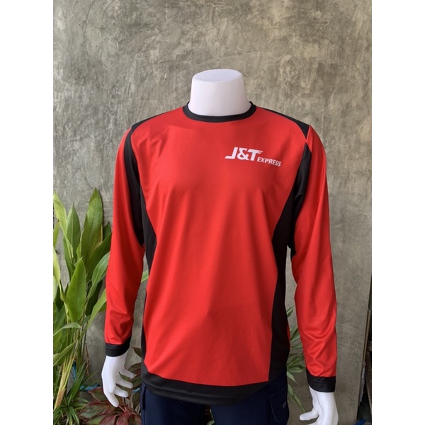 J003 เสื้อพิมพ์ลาย J&T สีแดง-ดำ แขนยาว