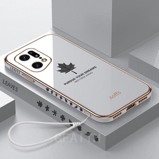 Ready Stock 2022 เคส OPPO Find X5 Pro New Fashion Soft Case Bling Maple Leaf Electroplated with Hand Strap TPU Silicone Lens Protection Cover เคสโทรศัพท์ OppoFindX5Pro