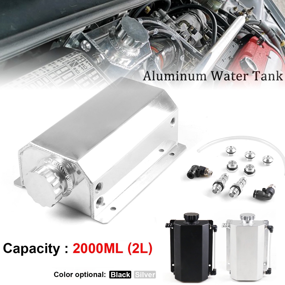 Universal 2L Alloy น้ํามันเครื่องการใช้แก๊สจับสามารถ Breather ถังขวด Coolant หม้อน้ํา Overflow ถัง