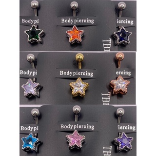 💖 จิวสะดือเกาหลี สแตนเลส 316L ประดับคริสตัล swarovski ขนาดก้าน 1.6 mm ความยาวทั้งหมดประมาณ 2.5 cm  งานพรีเมี่ยม