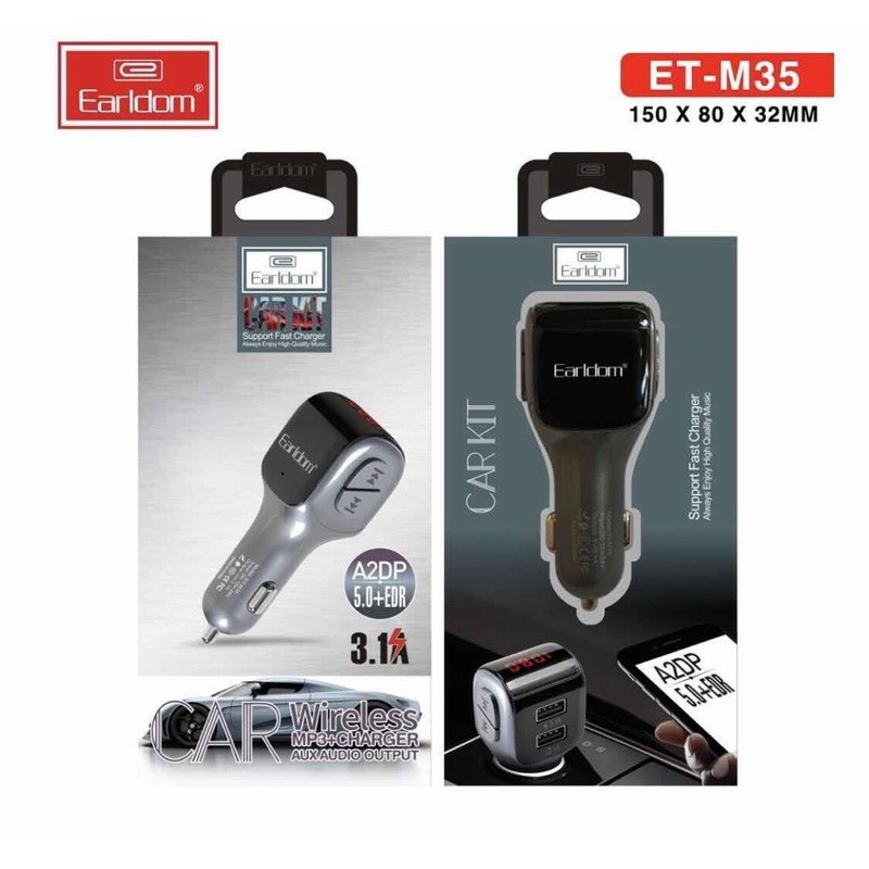 ลดราคา Earldom ET-M35 FM Wireless car kit Charger3.1A บลูทูธรถยนต์+ที่ชาร์จมือถือ ของแท้100% #ค้นหาเพิ่มเติม ท่นวางโทรศัพท์ Analog To Digital ลำโพงคอม NUBWO PCI Express Card แหล่งจ่ายไฟ PHANTOM