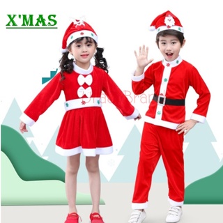 (พร้อมส่ง) Santy Christmas Dress Santa Claus ชุดแซนตี้ แซนตาคอส ชุดซานตี้ เซ็ท 3 ชิ้น (เด็กผู้หญิง) รุ่น Wink