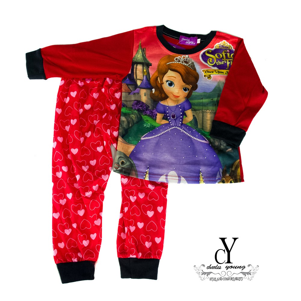CY 84313 [ สีแดง ] PJYAMAS SLEEPWEAR SHIRT PANT DISNEY PRINCESS SOPHIA
