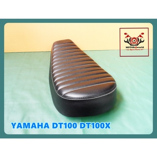 YAMAHA DT100  "EDDIE MOTO" "BLACK" COMPLETE DOUBLE SEAT with "WHITE" STITCHING // เบาะ เบาะมอเตอร์ไซค์  สีดำลอน ด้ายขาว