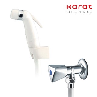 Karat Faucet ชุดฉีดชำระสีขาว พร้อมสาย, ขอแขวนและสต๊อปวาล์ว