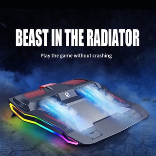 RGB Lighting Laptop Cooler สองพอร์ต USB Led Notebook Stand สำหรับแล็ปท็อปขนาด 12-17 นิ้ว Base Gaming Laptop Cooling Pad