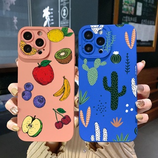 เคสโทรศัพท์มือถือ ขอบสี่เหลี่ยม ลายกระบองเพชร กล้วย เชอร์รี่ สําหรับ Xiaomi Redmi Note 11 Pro 5G 11S 10 Pro 4G 10S Redmi 10C 9C A2 A1