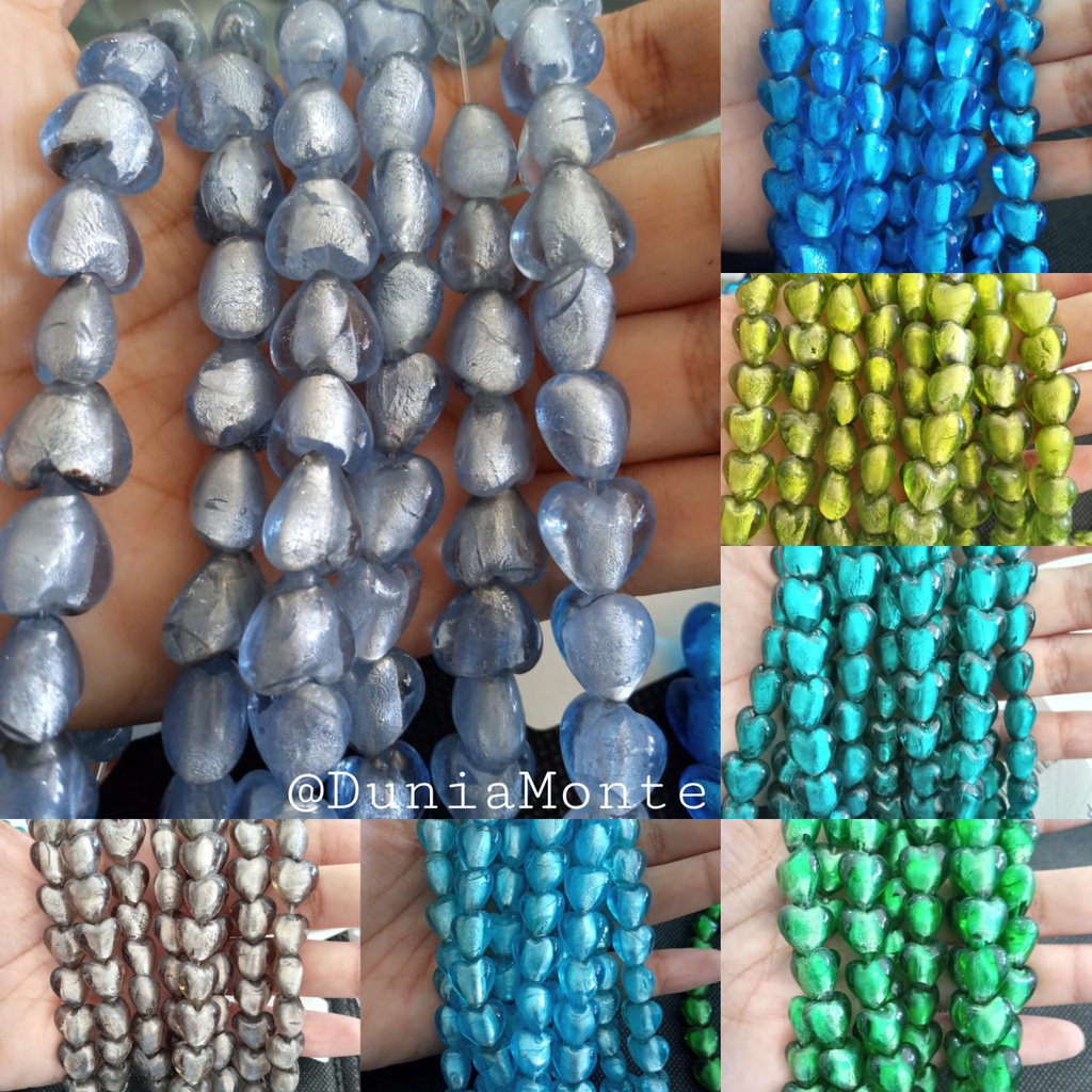 HEART FOIL GLASS BEADS BEYOUTIFUL COLOUR